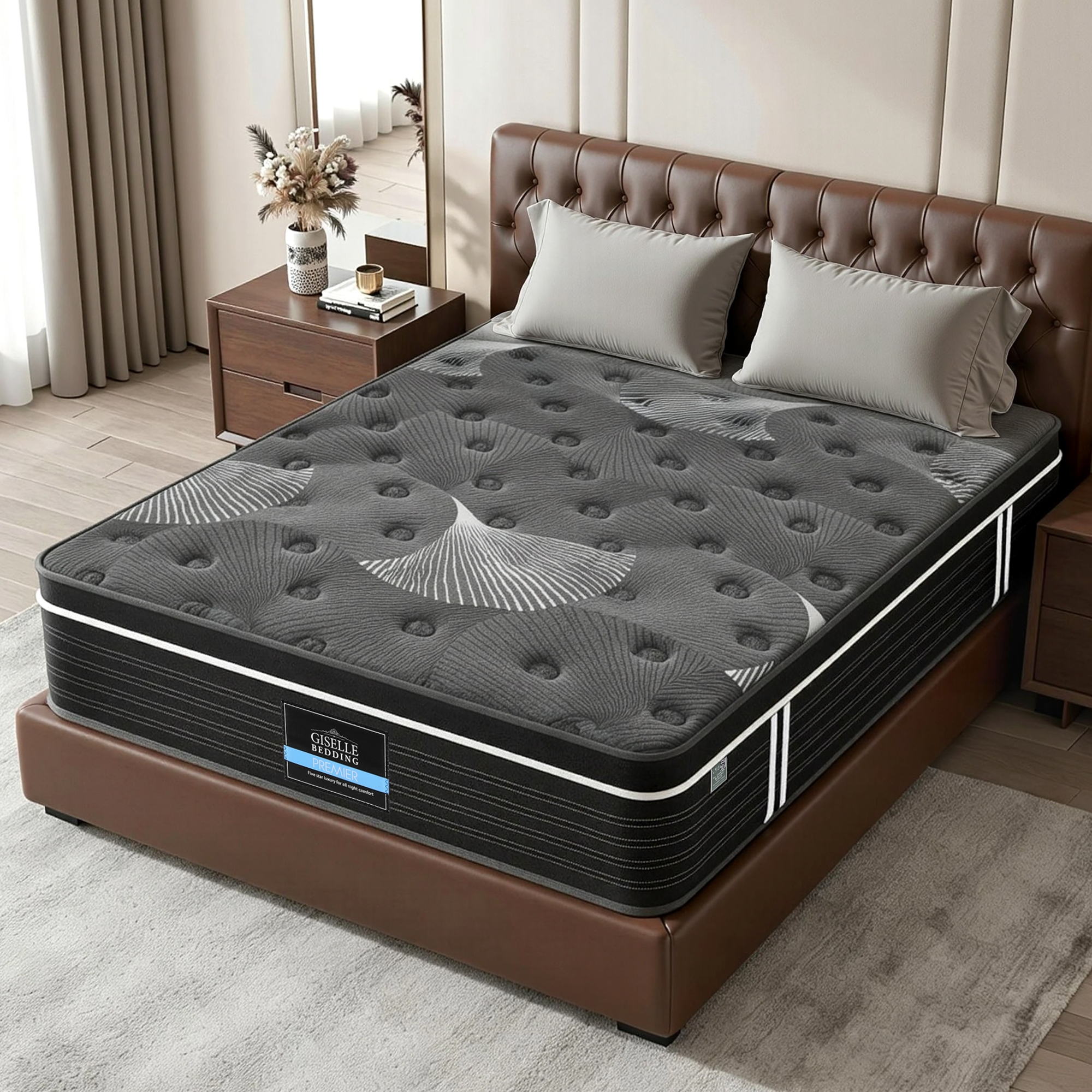 Giselle Bedding Mattress 35Cm Euro Top With Graphene Cooling Comfort Medium Firm