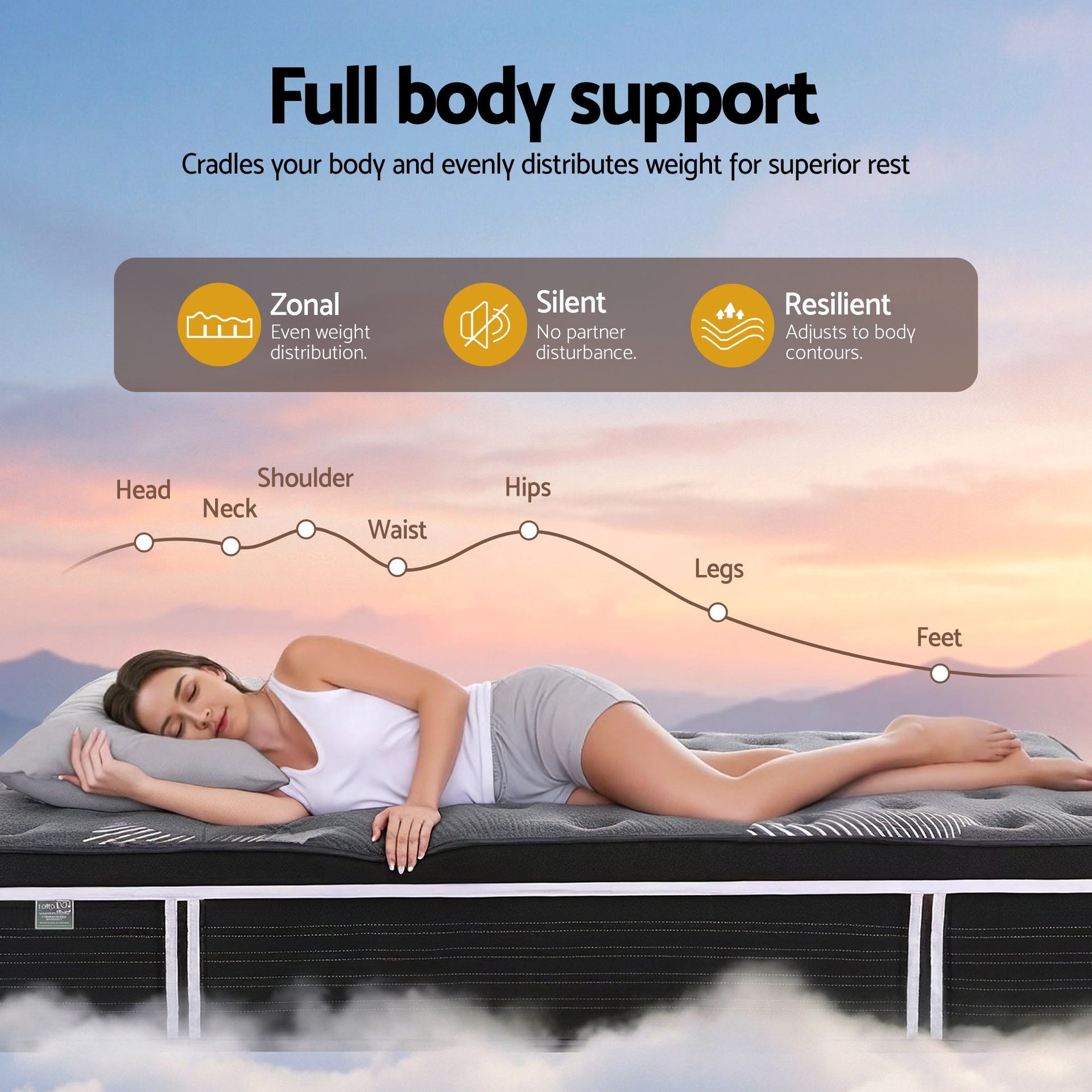 Giselle Bedding Mattress 35Cm Euro Top With Graphene Cooling Comfort Medium Firm
