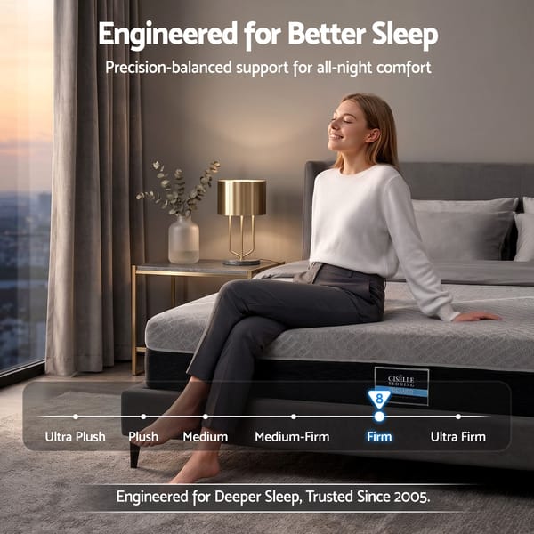 Mattress 26cm Firm Pocket Spring Dual Edge Support Dark Grey