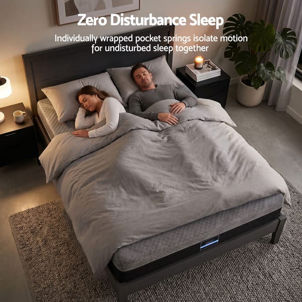 Mattress 26cm Firm Pocket Spring Dual Edge Support Dark Grey