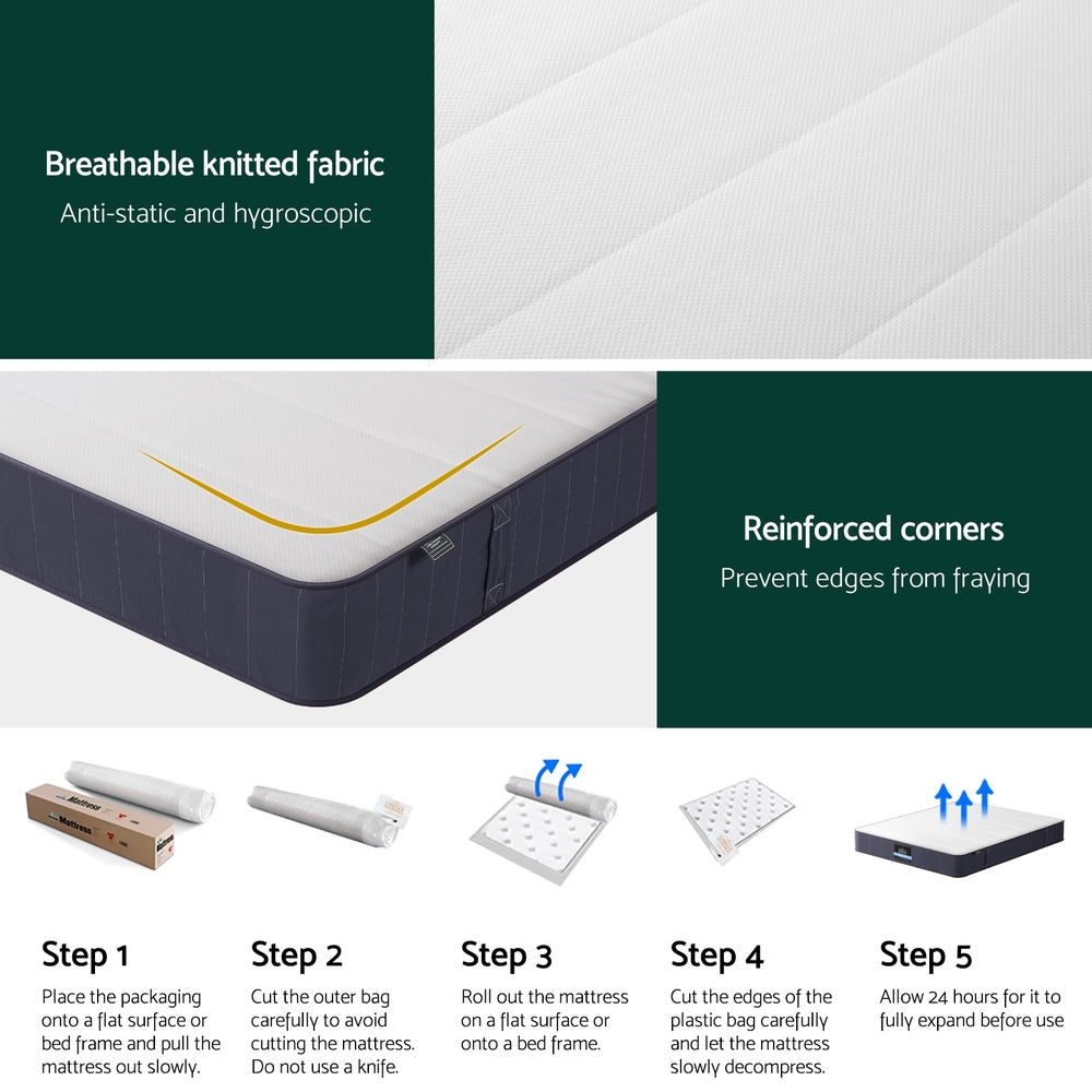 BUFF 20cm Mattress Queen Bed Pocket Spring Mattresses Giselle