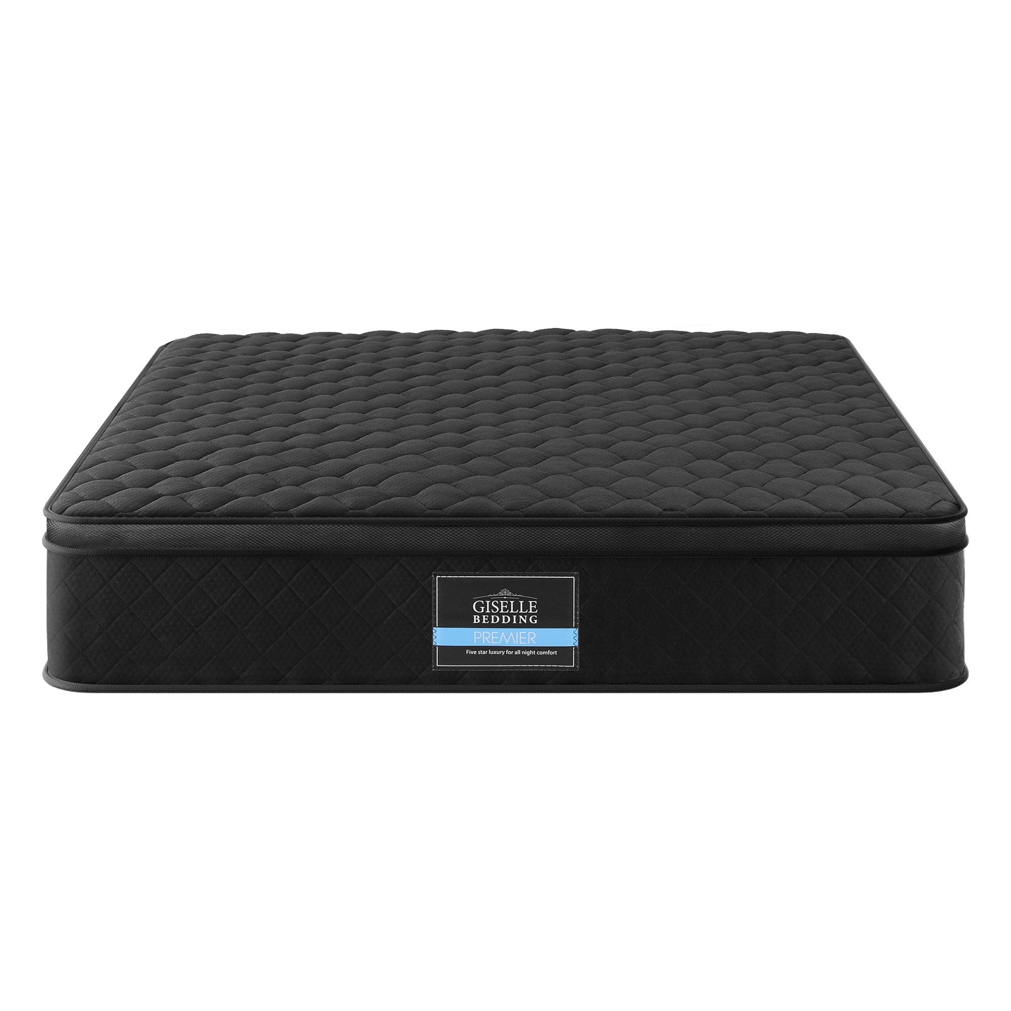 Mattress 34cm Euro Top with 5-Zone Pocket Spring Support Black