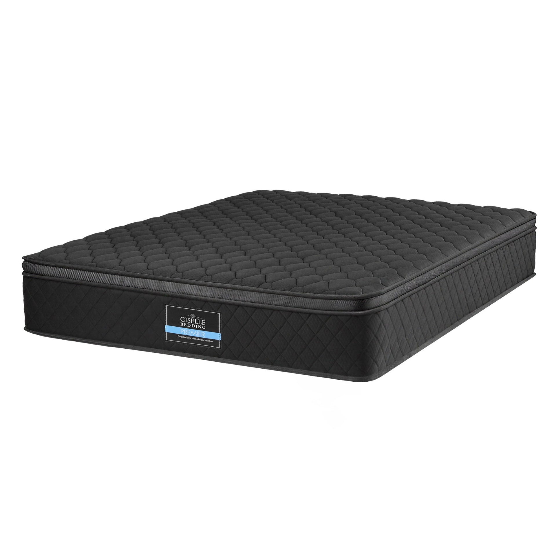 Mattress 34cm Euro Top with 5-Zone Pocket Spring Support Black