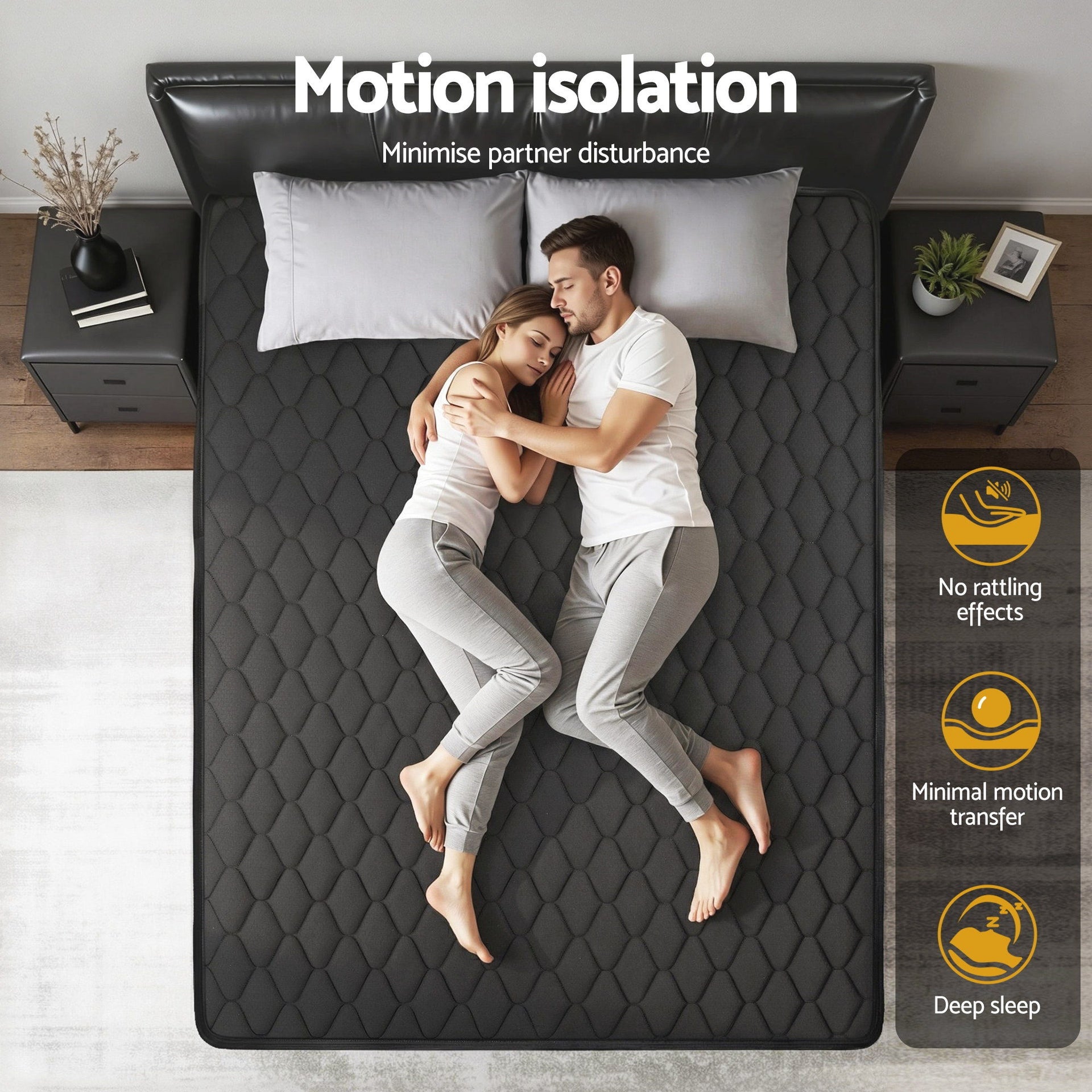 Mattress 34cm Euro Top with 5-Zone Pocket Spring Support Black
