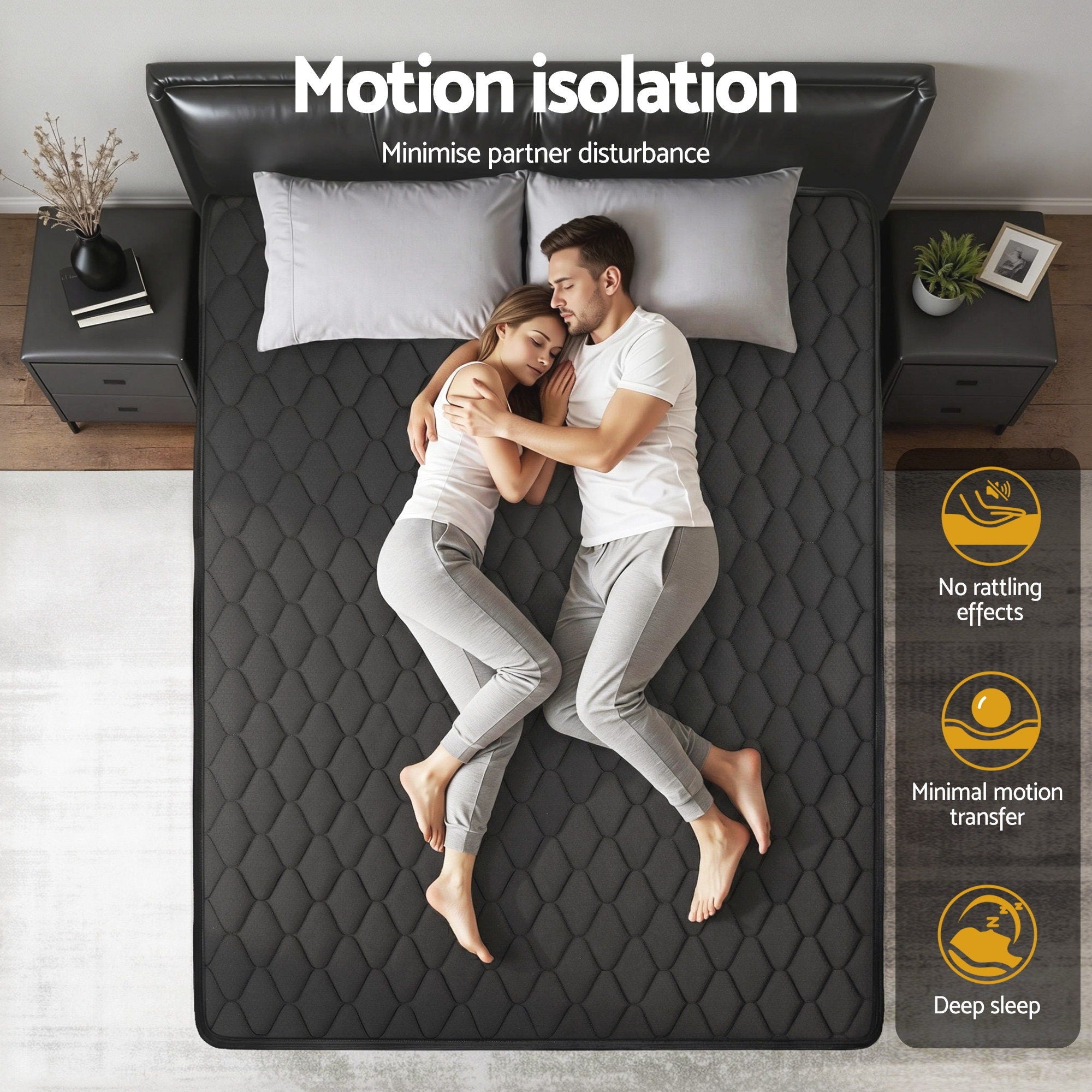 Mattress 34cm Euro Top with 5-Zone Pocket Spring Support Black