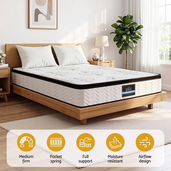 Mattress 30cm Pocket Spring Euro Top Medium Firm Foam