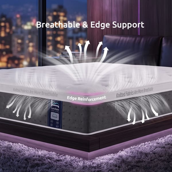 Levitex Lumbar Support, 5-Zone Pocket Springs & 2-Row Hardened Edges for Deep Sleep, Cooling Gel Memory & Egg-Crate Foam Mattress