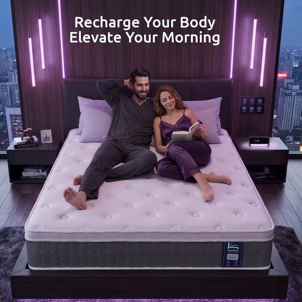 Levitex Lumbar Support, 5-Zone Pocket Springs & 2-Row Hardened Edges for Deep Sleep, Cooling Gel Memory & Egg-Crate Foam Mattress