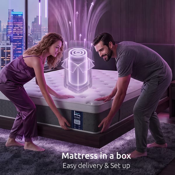 Levitex Lumbar Support, 5-Zone Pocket Springs & 2-Row Hardened Edges for Deep Sleep, Cooling Gel Memory & Egg-Crate Foam Mattress