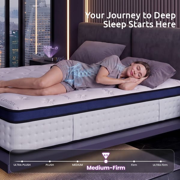 Levitex 35CM Mattresses Gel Memory Foam and 7-Zone Ergonomic Pocket Spring, Anti-Roll Dual-Row Edge, Undisturbed Deep Sleep For Restless Couples, Triple Cooling System
