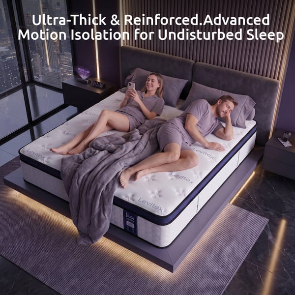 Levitex 35CM Mattresses Gel Memory Foam and 7-Zone Ergonomic Pocket Spring, Anti-Roll Dual-Row Edge, Undisturbed Deep Sleep For Restless Couples, Triple Cooling System