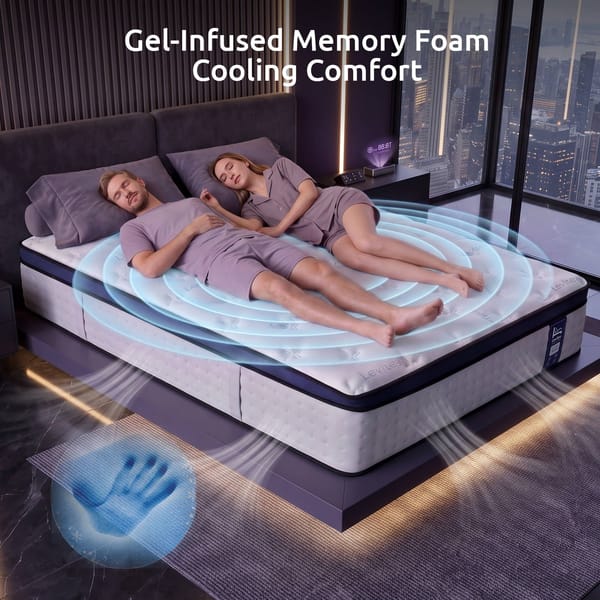 Levitex 35CM Mattresses Gel Memory Foam and 7-Zone Ergonomic Pocket Spring, Anti-Roll Dual-Row Edge, Undisturbed Deep Sleep For Restless Couples, Triple Cooling System