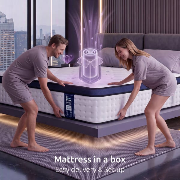 Levitex 35CM Mattresses Gel Memory Foam and 7-Zone Ergonomic Pocket Spring, Anti-Roll Dual-Row Edge, Undisturbed Deep Sleep For Restless Couples, Triple Cooling System