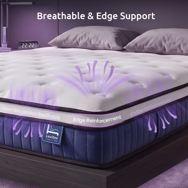 Levitex 23CM With Pocket Spring & Cooling Gel Foam, Medium-Firm Full-Body Support, Mattresses In A Box