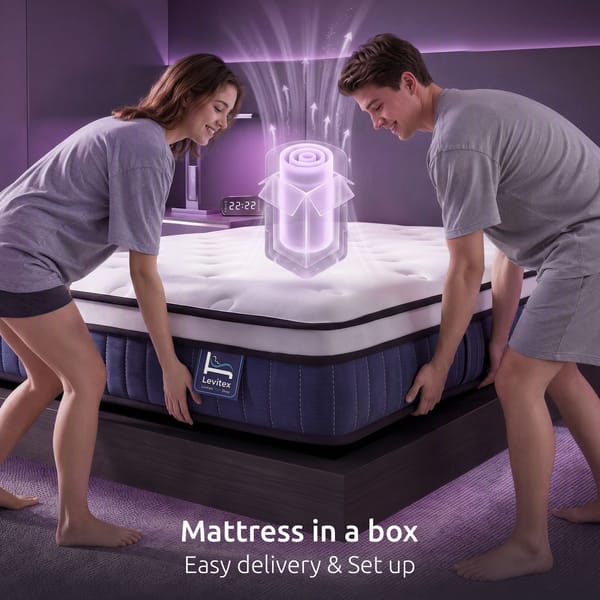 Levitex 23CM With Pocket Spring & Cooling Gel Foam, Medium-Firm Full-Body Support, Mattresses In A Box