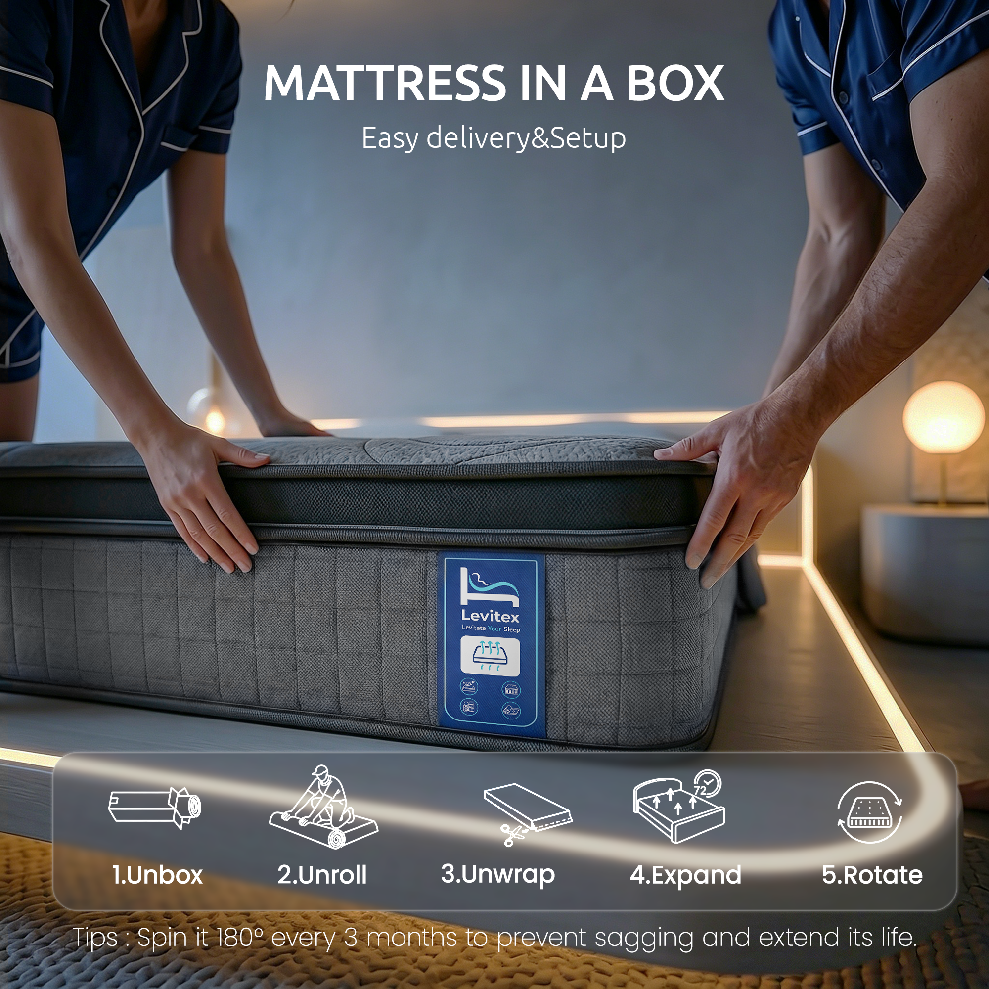 Levitex 33cm Extra Firm 7-Zone Pocket Spring Mattress