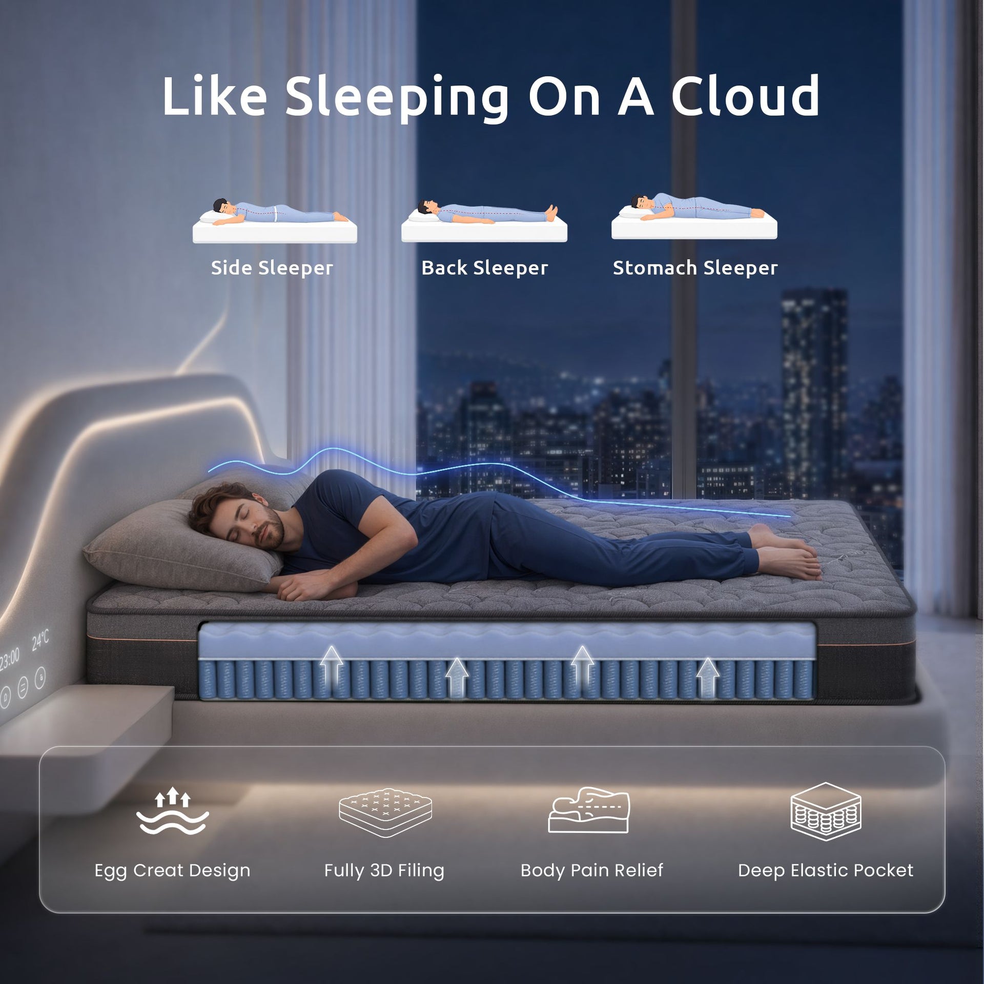 Levitex 25cm Hybrid Pocket Spring Mattress - FIRM