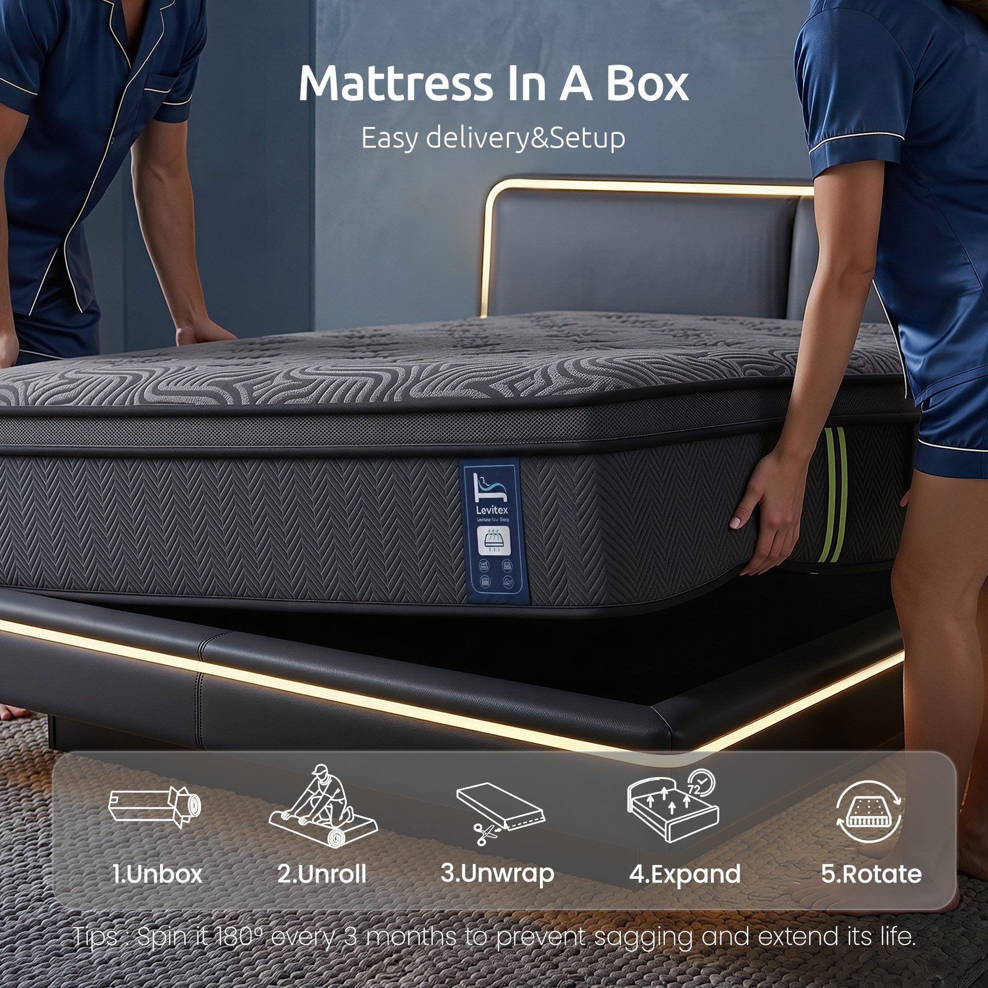 Levitex 34cm 5-Zone Gel Hybrid Mattress with Edge Support