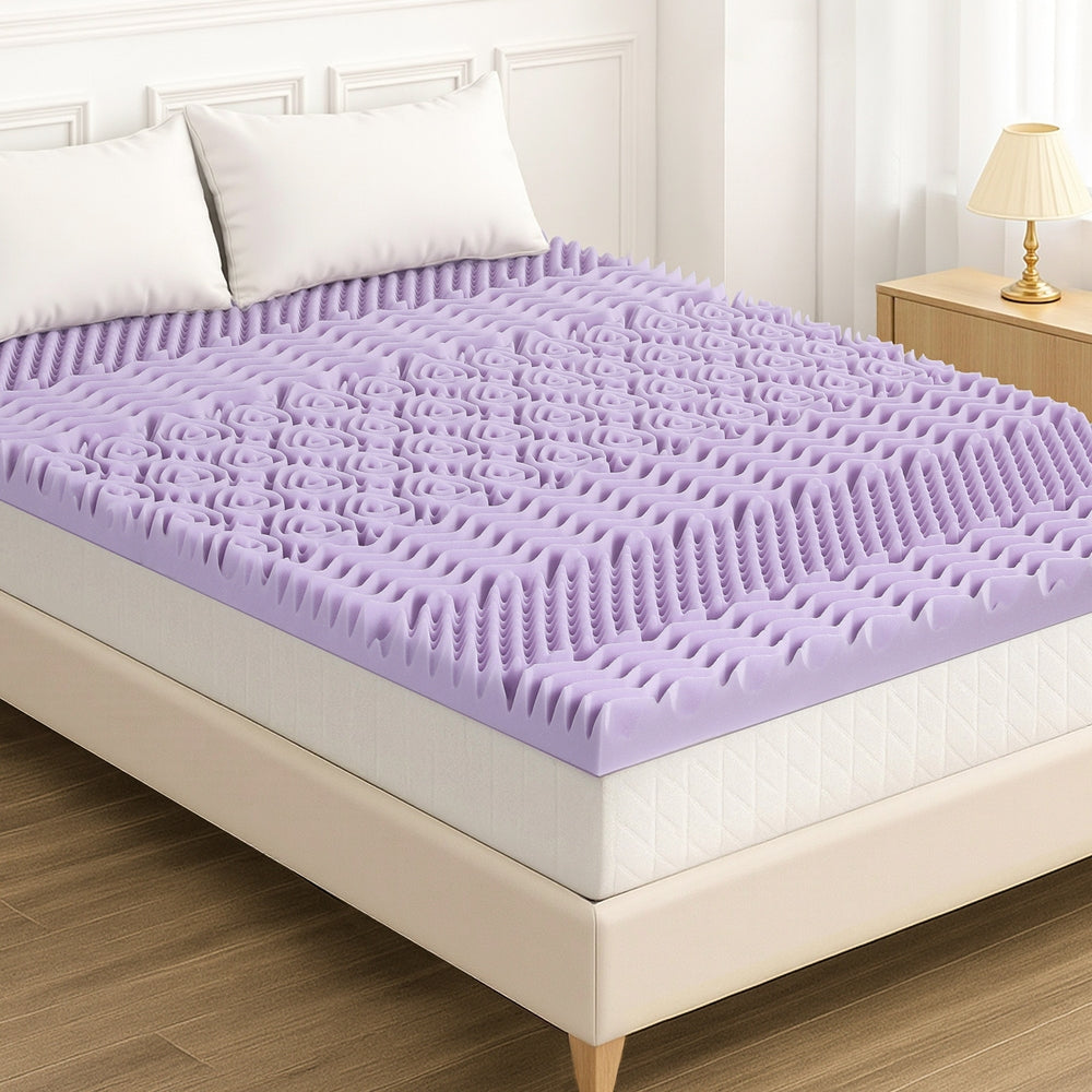 8cm Memory Foam Mattress Topper Lavender Infused Bamboo Cover 7-Zone Giselle