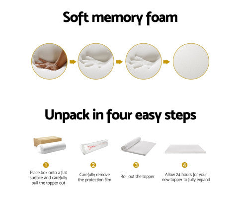 Bedding Memory Foam Mattress Topper 7-Zone Airflow Pad 8cm - White Giselle