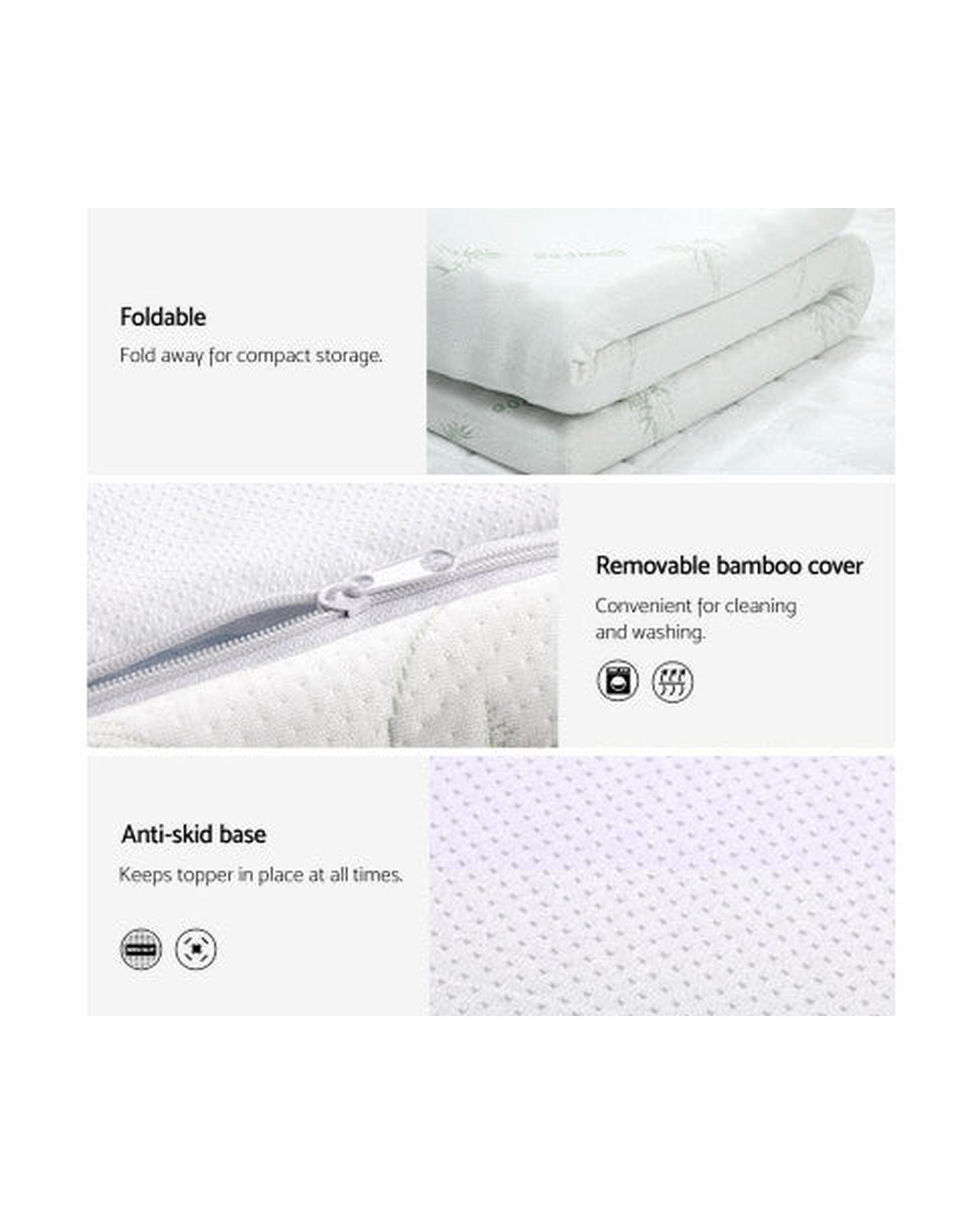 Memory Foam Mattress Topper Cool Gel Bed Mat Bamboo 10cm Giselle