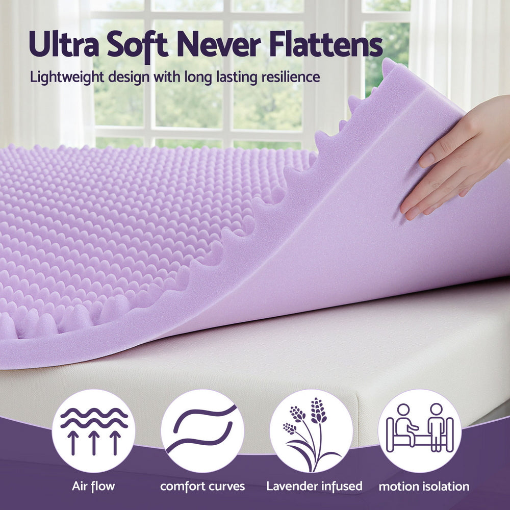5cm Memory Foam Mattress Topper Lavender Infused Egg Crate Pad Mat Giselle
