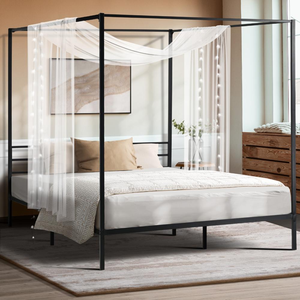 RYE Metal Canopy Bed Frame Platform Oikiture