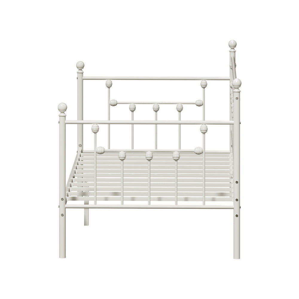 Metal Daybed Frame Single Size Steel Slat Sofa Bed Beige