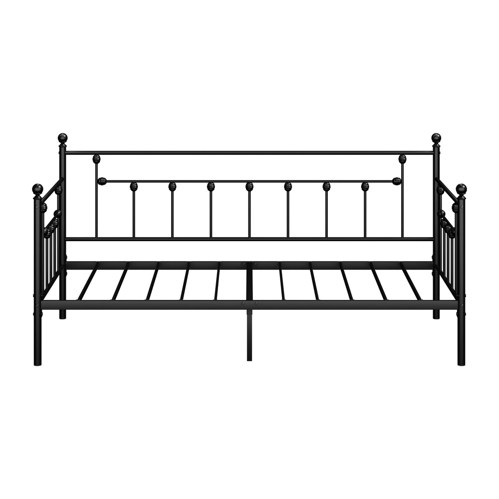 Metal Daybed Frame Single Size Steel Slat Sofa Bed Black