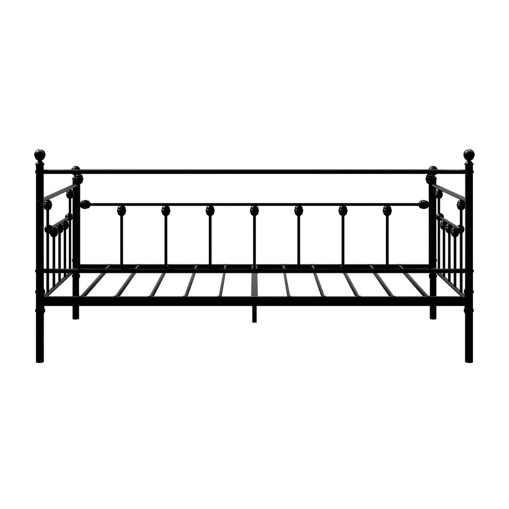 Metal Daybed Frame Single Size Steel Slat Sofa Bed Black