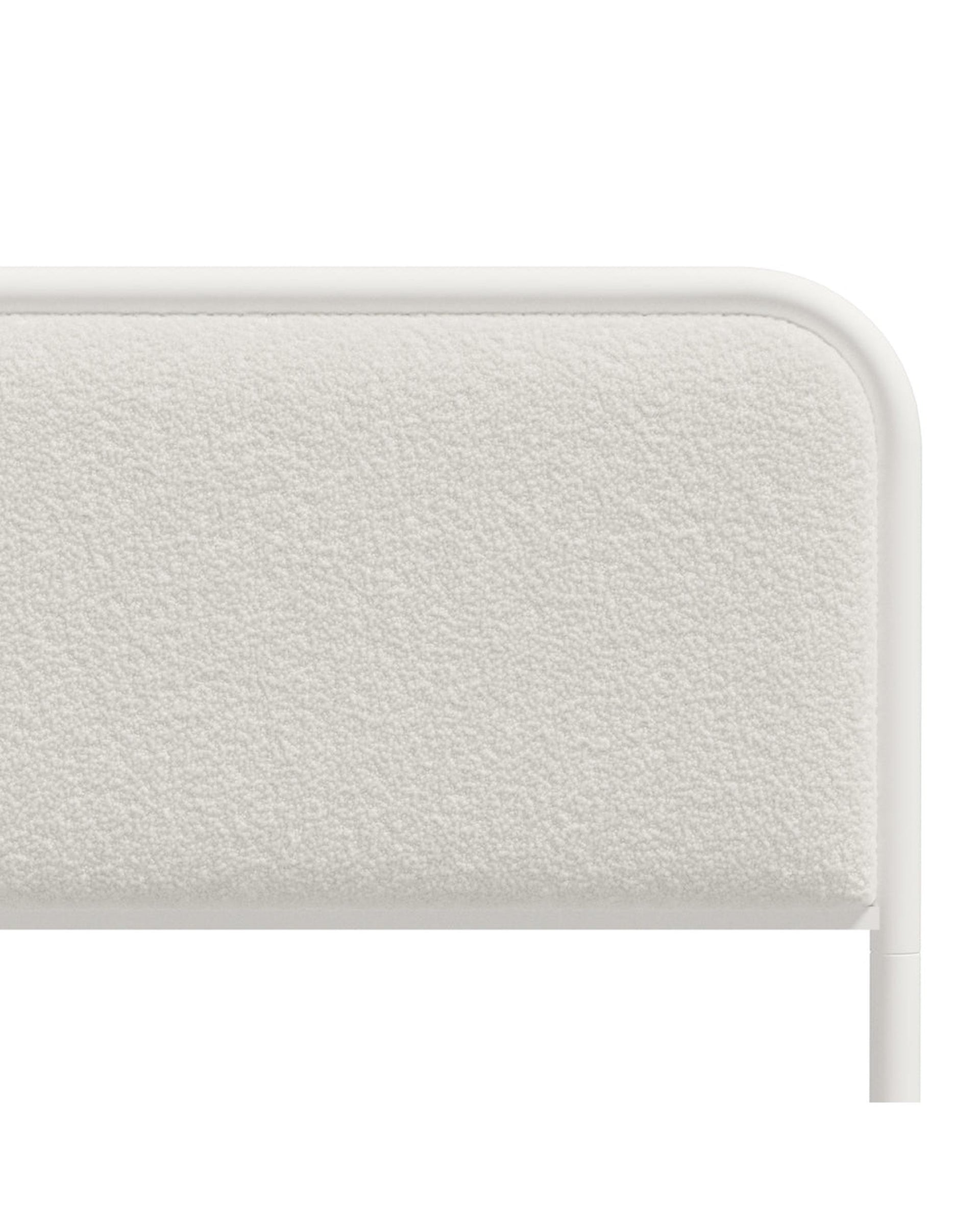 Metal Bed Frame Bedhead Boucle Fabric Beige Oikiture