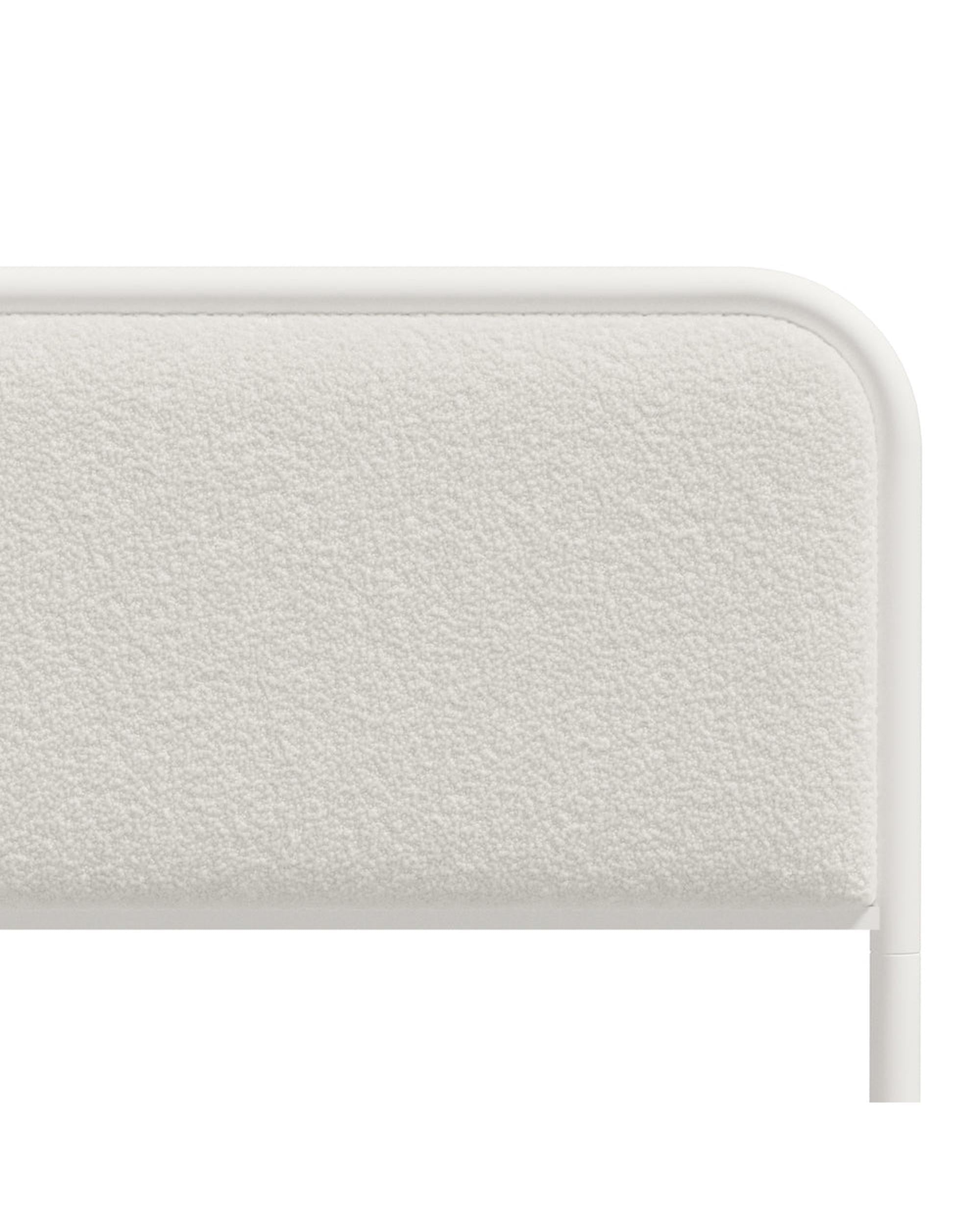 Metal Bed Frame Bedhead Boucle Fabric Beige Oikiture