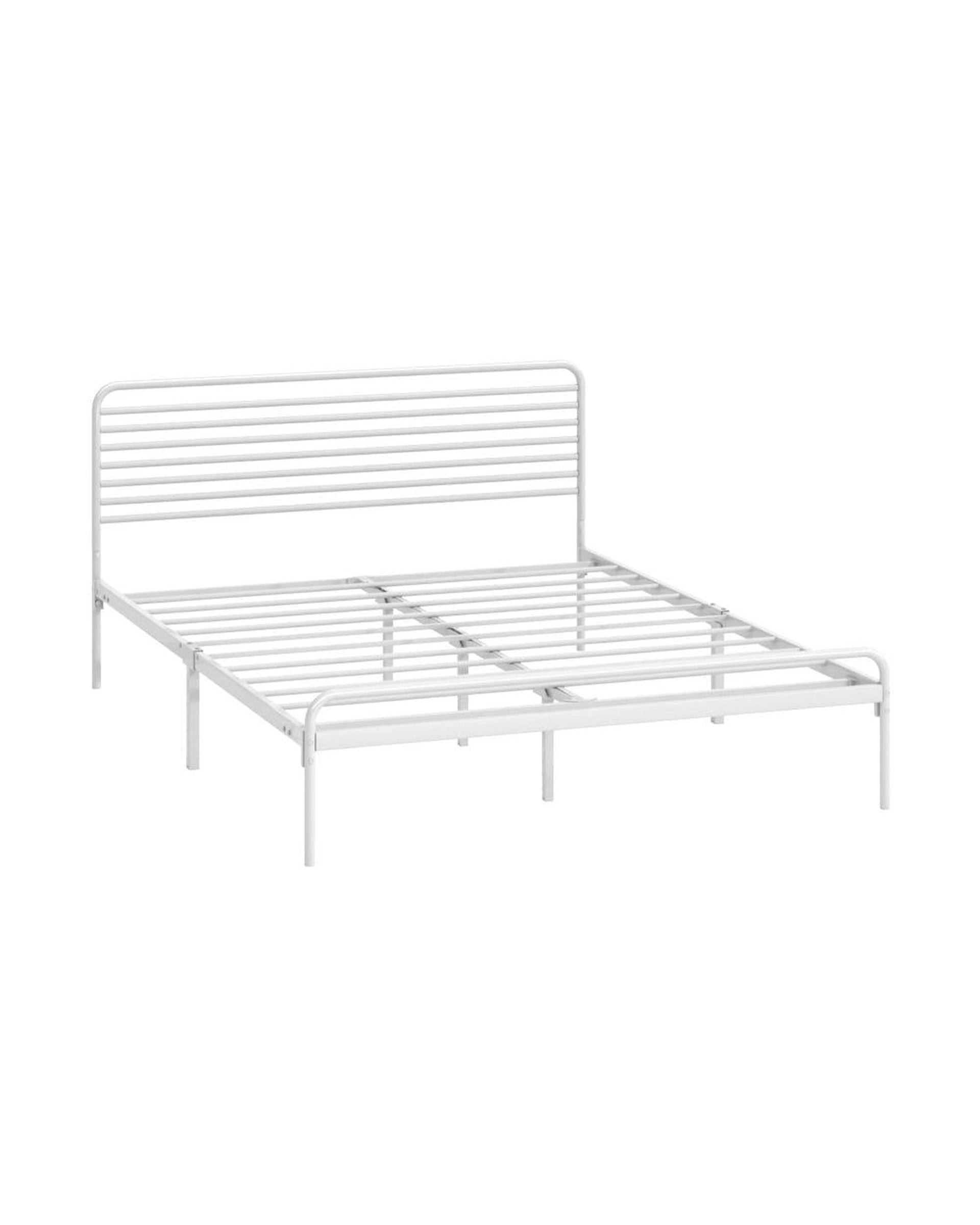 PORTO Metal Bed Frame Railing-Style - WHITE Oikiture