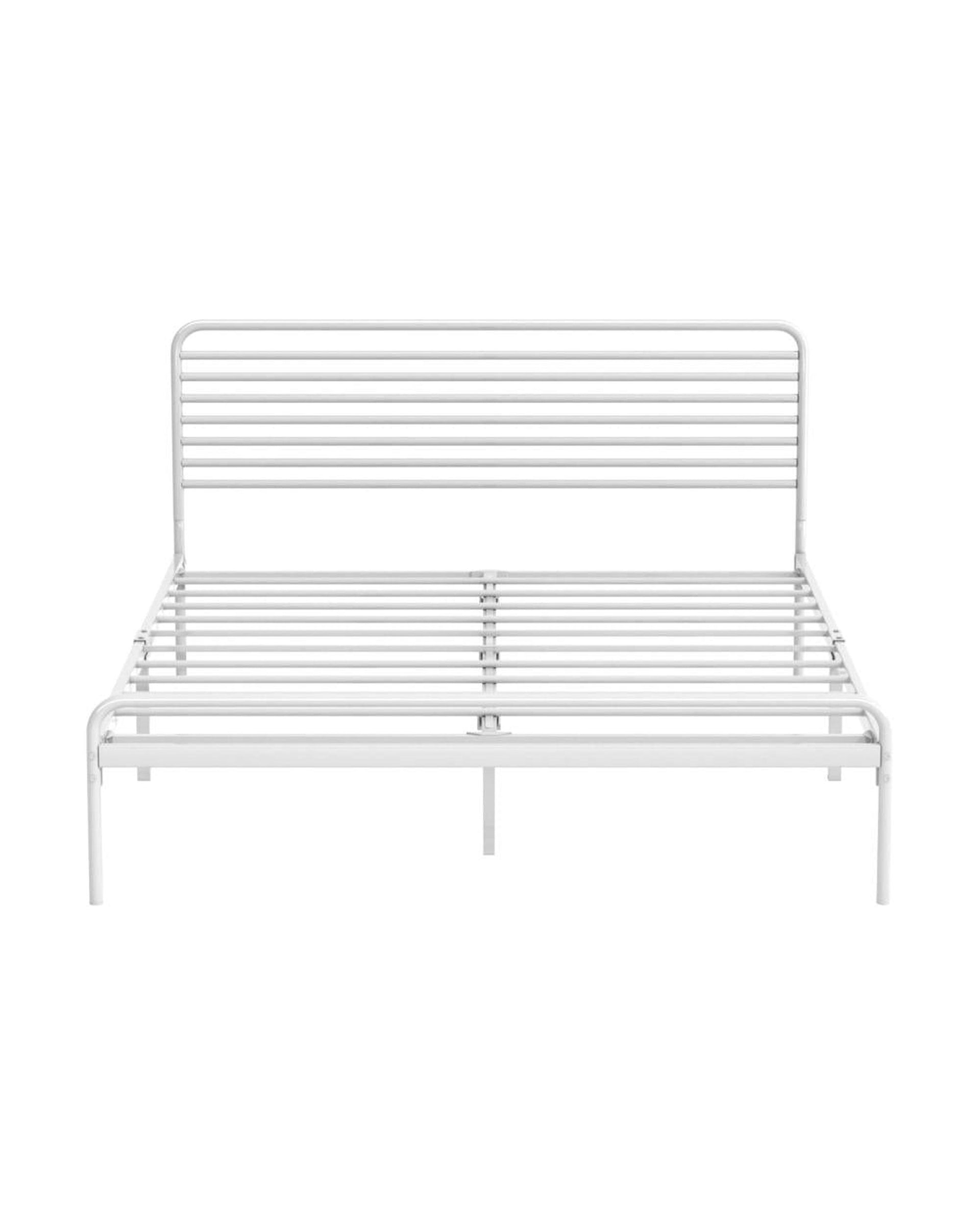 PORTO Metal Bed Frame Railing-Style - WHITE Oikiture