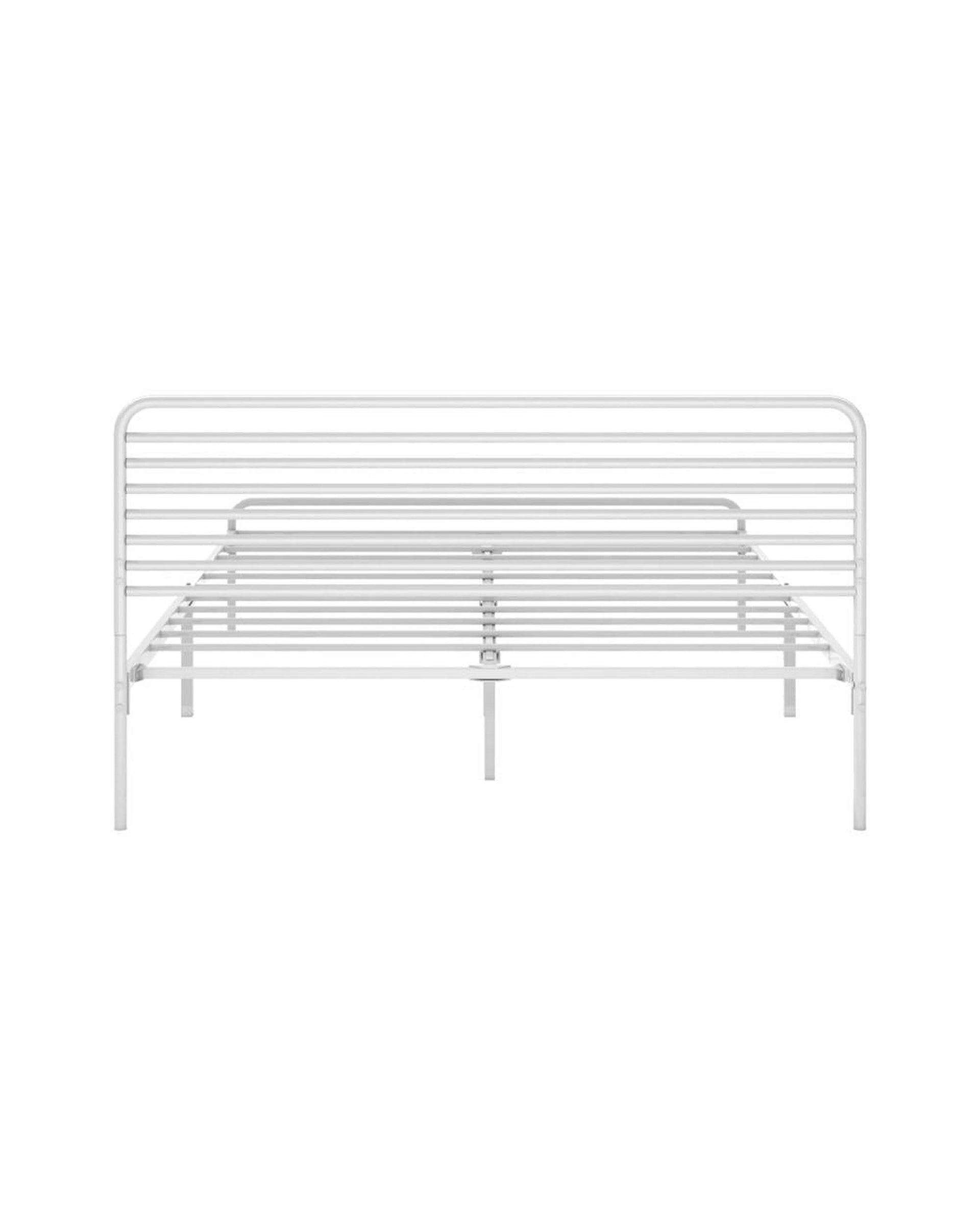 PORTO Metal Bed Frame Railing-Style - WHITE Oikiture