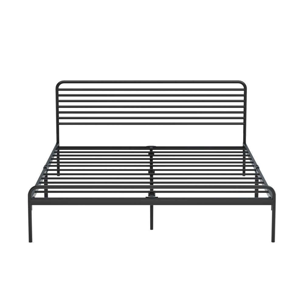 PORTO Metal Bed Frame Railing-Style - BLACK Oikiture