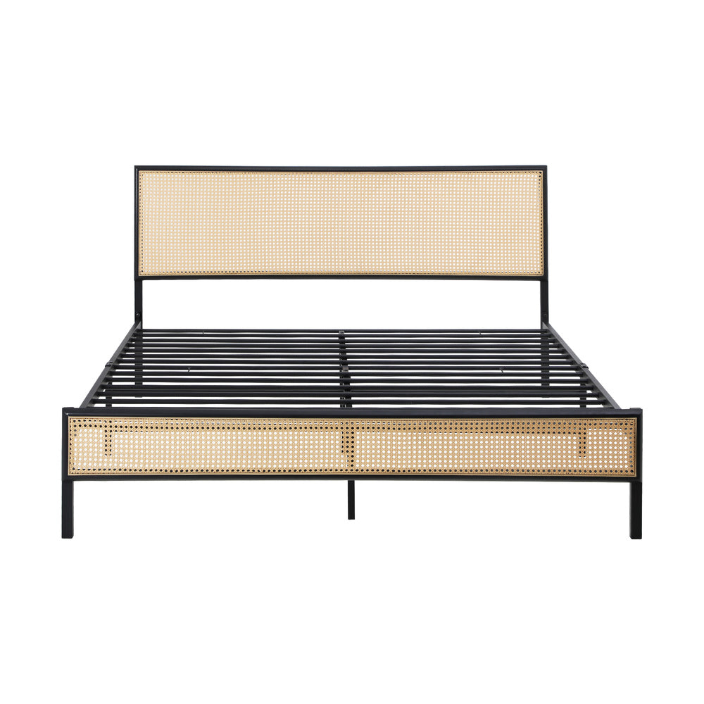 WAZE Metal Bed Frame - Rattan Board Oikiture