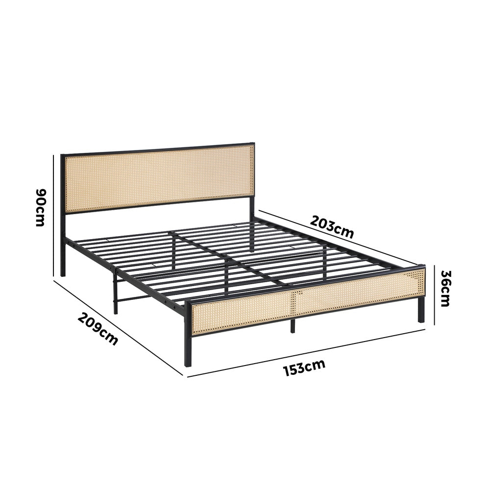 WAZE Metal Bed Frame - Rattan Board Oikiture