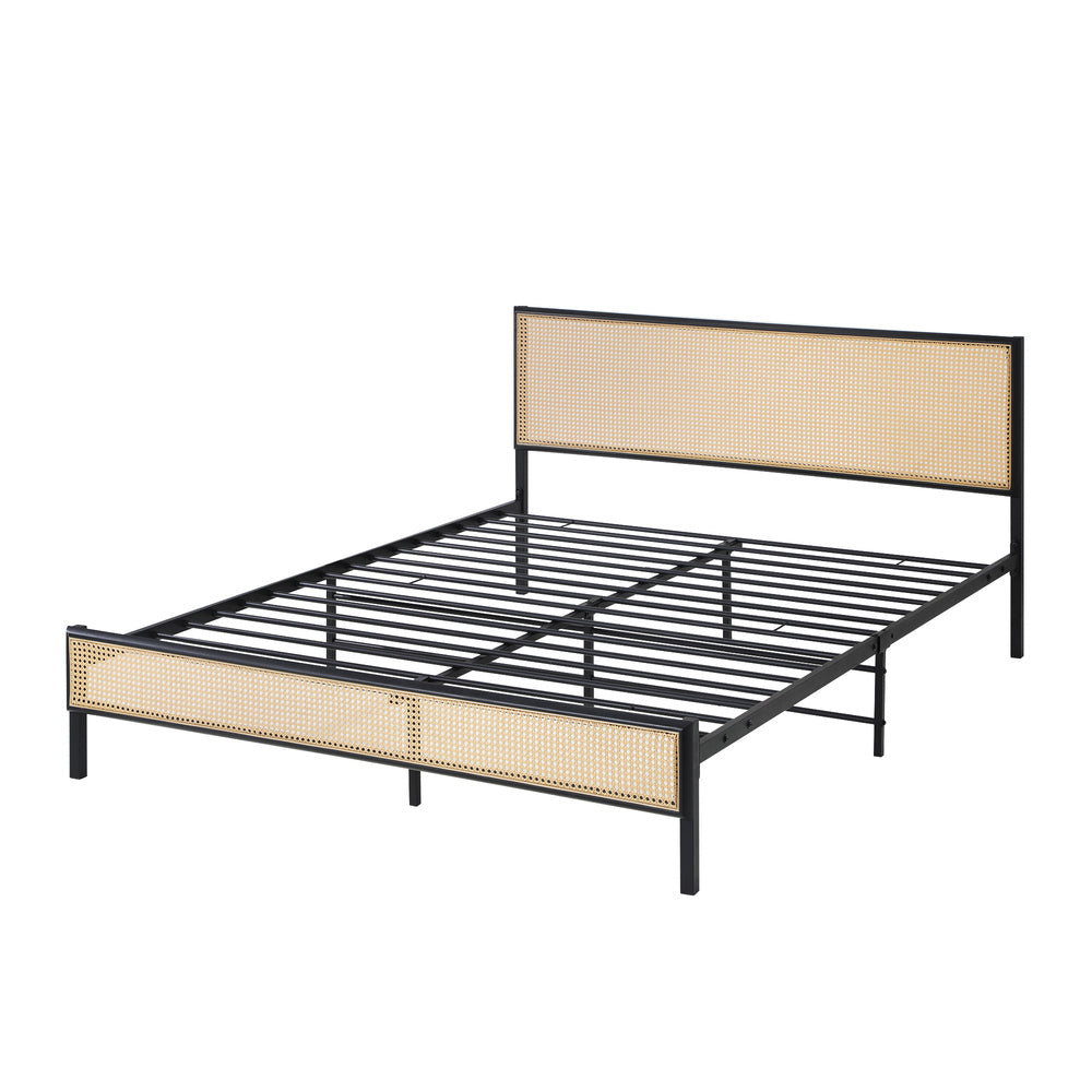 WAZE Metal Bed Frame - Rattan Board Oikiture