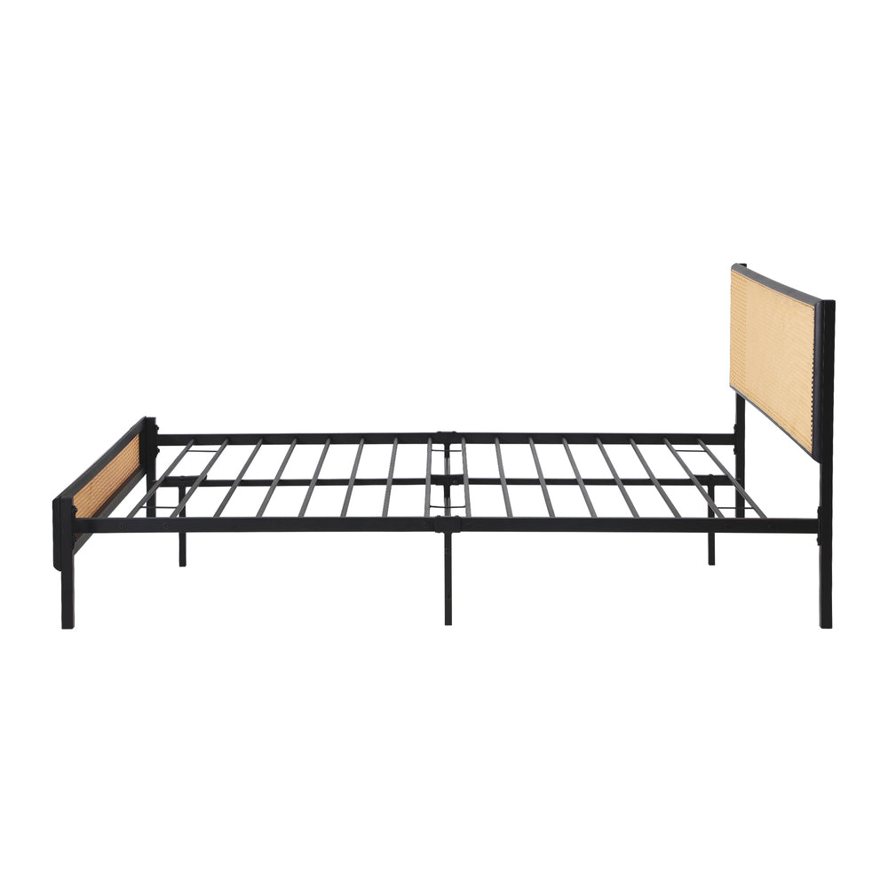 WAZE Metal Bed Frame - Rattan Board Oikiture