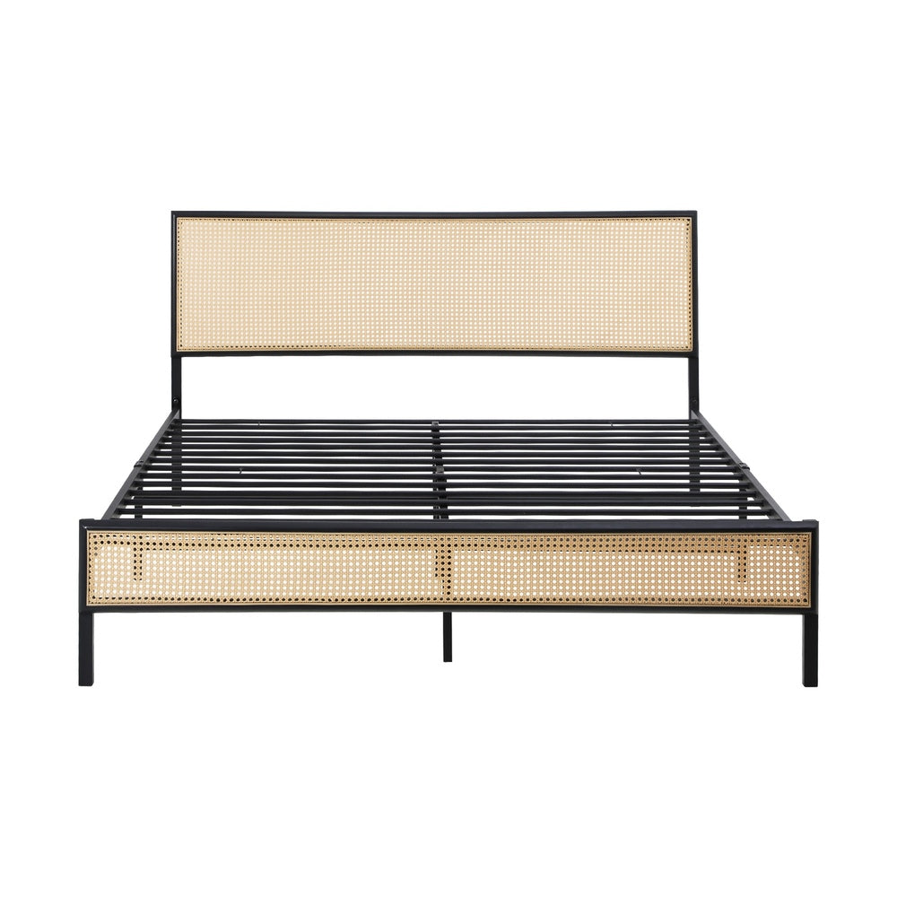 WAZE Metal Bed Frame - Rattan Board Oikiture