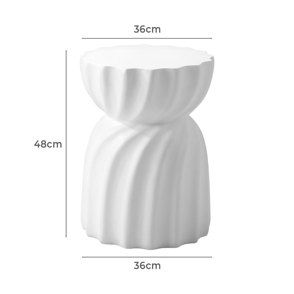 Side Table Terrazzo Hourglass Concrete Stool Stand Oikiture