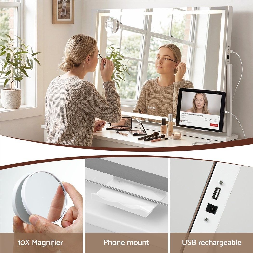 90x60cm Makeup Mirror 360 degree Rotatable Vanity Mirror 10x magnifing