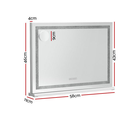 NEW Bluetooth Makeup Mirror 58X46cm Crystal Hollywood with Light LED Vanity Embellir