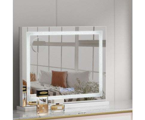 NEW Bluetooth Makeup Mirror 58X46cm Crystal Hollywood with Light LED Vanity Embellir