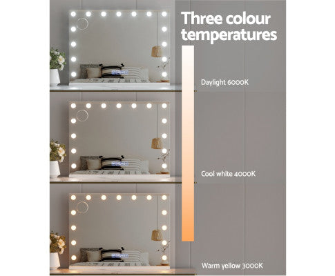 NEW Bluetooth Makeup Mirror 80X58cm Hollywood with Light Vanity Wall 18 LED Embellir
