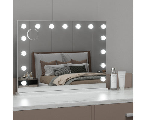 NEW Bluetooth Makeup Mirror 80X58cm Hollywood with Light Vanity Wall 18 LED Embellir