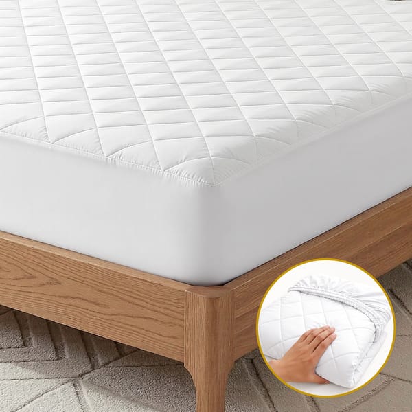 Giselle Waterproof Mattress Protector 100% Cotton Quilted Fitted Cover