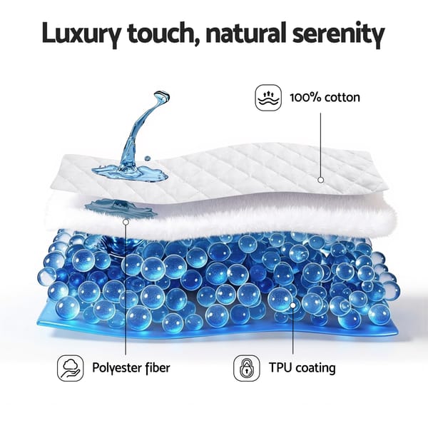 Giselle Waterproof Mattress Protector 100% Cotton Quilted Fitted Cover