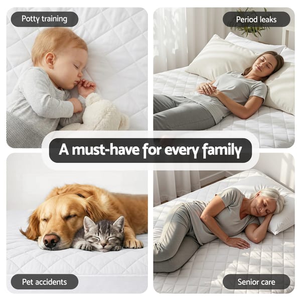 Giselle Waterproof Mattress Protector 100% Cotton Quilted Fitted Cover